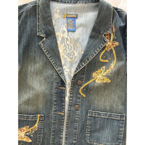 JouJou Y2K Embroidered Denim Jacket XXL - Picture 12 of 14